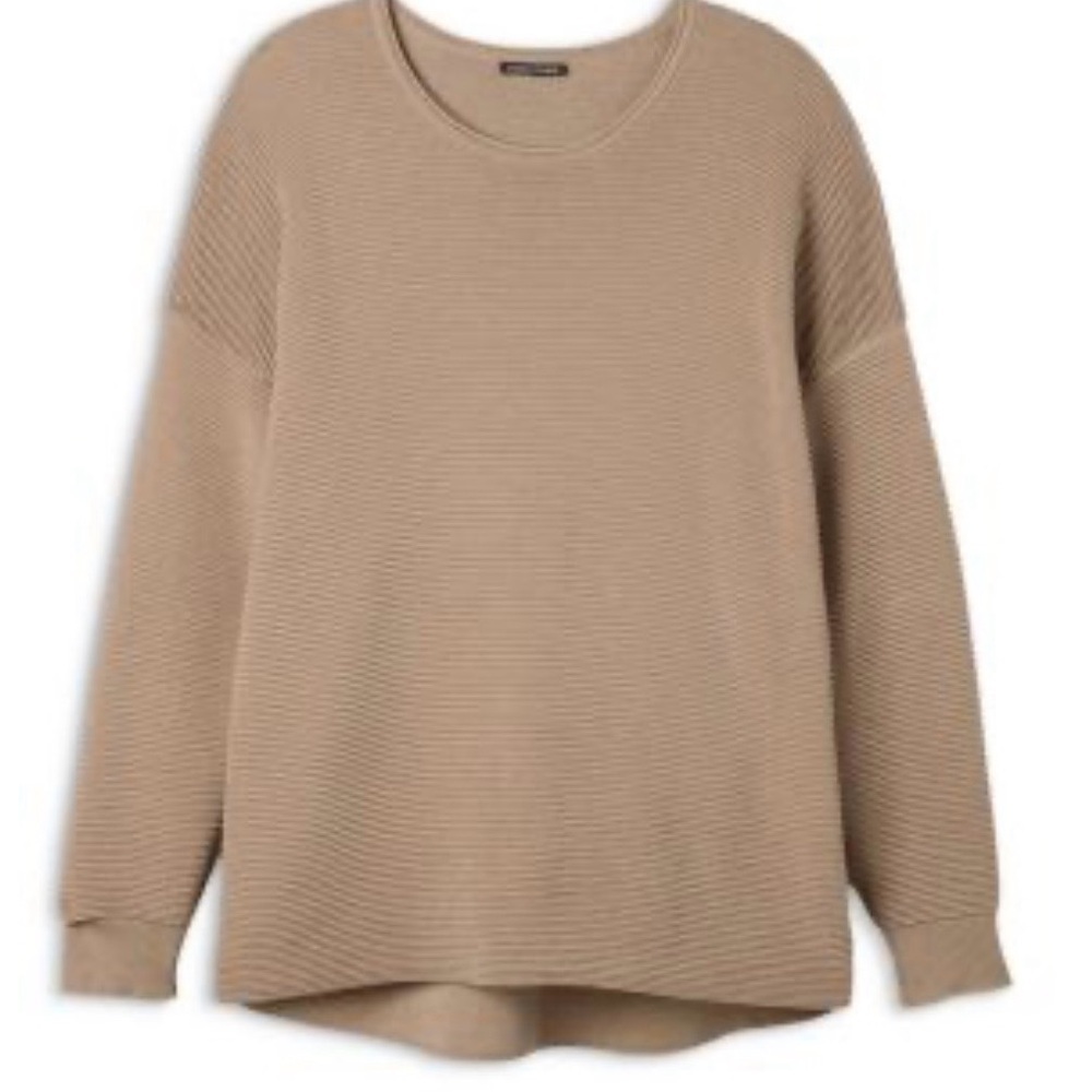 Eileen Fisher Ribbed Tunic Large Tan Sweater